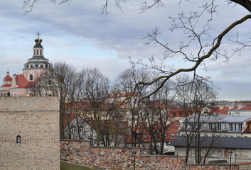 Obraz premium Old architecture of Vilnius city streets . Lithuania