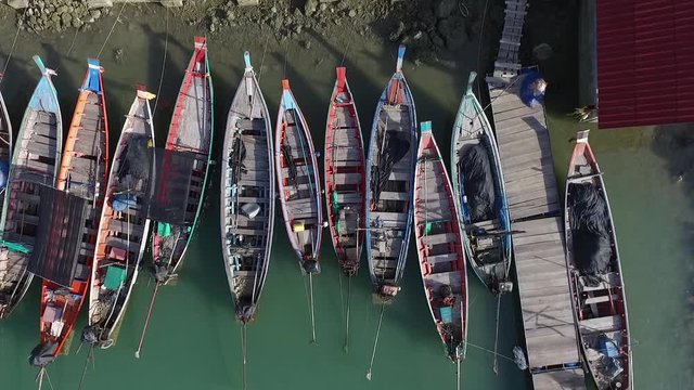 straight down circular view of traditional dhow fishing boats 