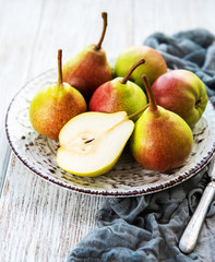 Fresh pears on a table