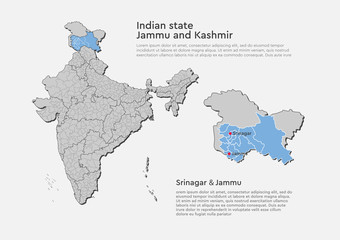 India country map Jammu and Kashmir state template