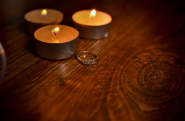  Burning candles. Golden Calzo. Evening.