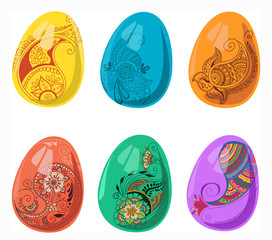 vector set of Easter eggs in indian style