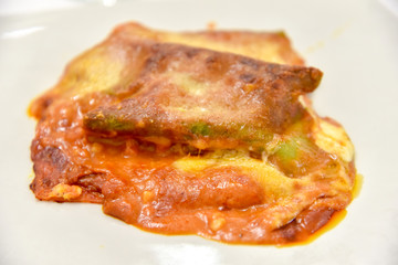 Eggplants Parmigiana in the Plate