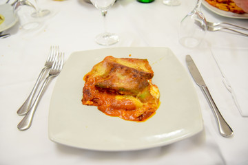 Eggplants Parmigiana in the Plate