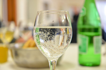 Water Glass on the Table in the Restaurant