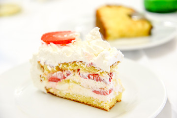 Strawberry Cake Dessert in the Plate