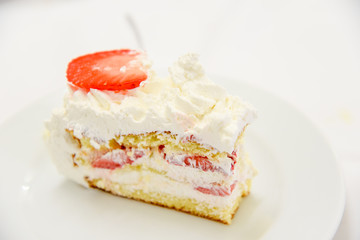 Strawberry Cake Dessert in the Plate