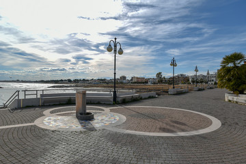 Manfredonia Coastline by Morning with Cloudy Sky and Seascape Panorama View