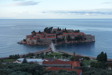 Hotel resort on an island in the Mediterranean sea