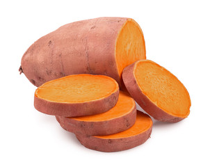 Sweet potato isolated on white background closeup