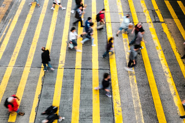 people walking, on pedestrian crossing steet - motion blur