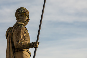 Statue of a knight lookingat the sky at Hohenzollern Castle in Germany