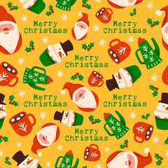 Christmas elements seamless pattern : Vector Illustration