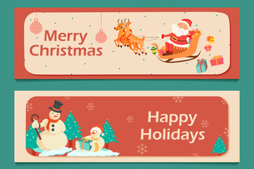 Santa Claus in Merry Christmas holiday greeting card background in vector