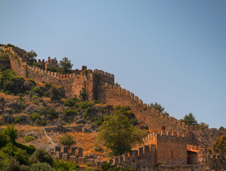 Fototapeta premium stone wall, around the city in the mountains, this is not the Great Wall of China