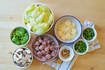 Ingredients of Clear Soup with Tofu and Minced Pork