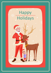 Santa Claus in Merry Christmas holiday greeting card background in vector