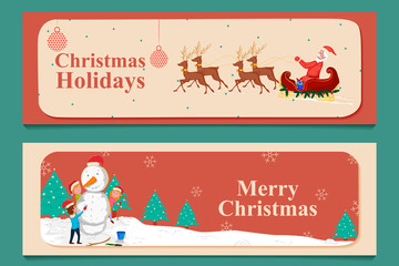 Santa Claus in Merry Christmas holiday greeting card background in vector
