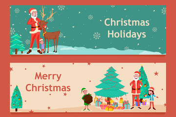 Santa Claus in Merry Christmas holiday greeting card background in vector