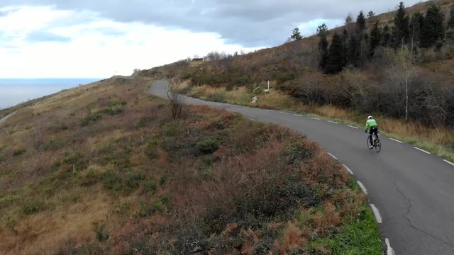 Road bike dron coast cycling