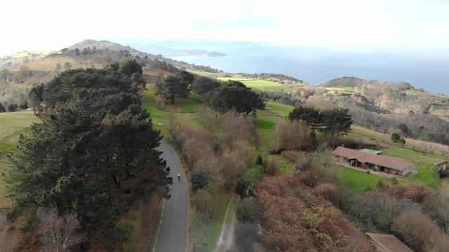 Road bike dron coast cycling