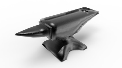 3d rendering of a black anvil isolated in white studio background