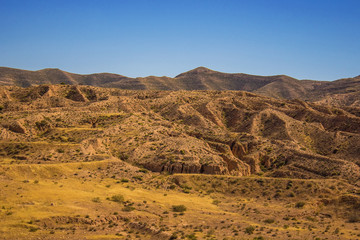 Fototapeta na wymiar Rocky desert near Matmata in southern Tunisia, North Africa