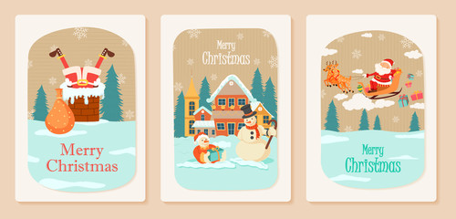 Fototapeta na wymiar Santa Claus in Merry Christmas holiday greeting card background in vector