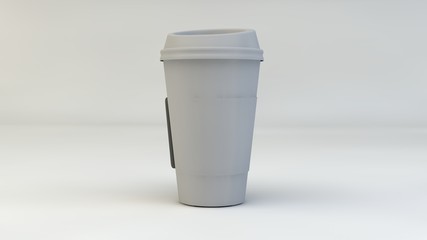 3d rendering, 3d illustration. Paper cup for coffee on a light background.