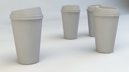 3d rendering, 3d illustration. Paper cup for coffee on a light background.