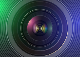 Technology background with camera lens