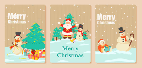 Santa Claus in Merry Christmas holiday greeting card background in vector