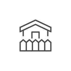 House and fence line outline icon