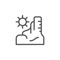 Canyon under sun line outline icon