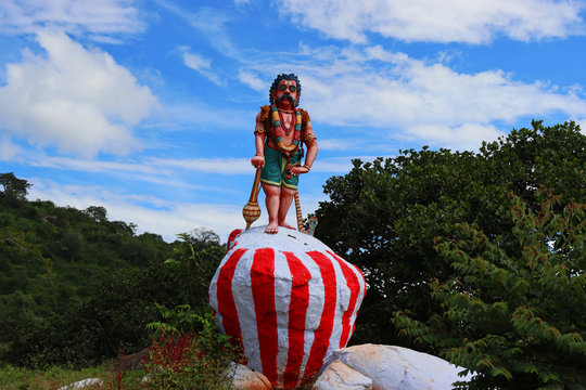 Majestic veerabhadra or ayyanar statue god in yelagiri hills India 