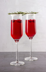 Red cranberry rosemary cocktail