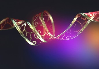 Ribbon isolated with colorful light, holiday background