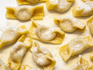 A kind of ravioli, casoncelli, home made traditional food of the Bergamo area, Italy. Delicious Italian food