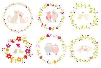 Collection of vector wedding elements. Ideal for decoration of invitations, texts, cards, etc.