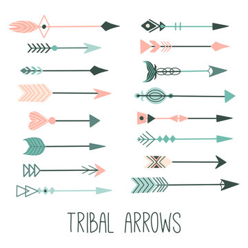 Hand drawn vintage colorful arrows