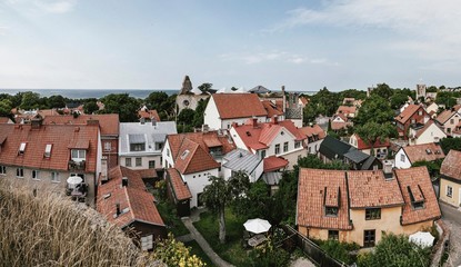 Fototapeta premium View over downtown Visby, Sweden. 