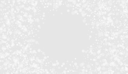 Gray Sky Light Banner. Xmas Snowy Pattern. Magic Wallpaper. Grey Snowflake Christmas Postcard. Snowy Xmas Background.