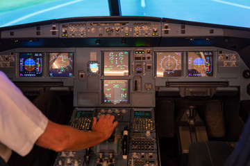 Airplane buttons in the cockpit simulator