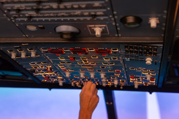 Airplane buttons in the cockpit simulator