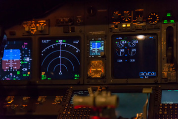 Airplane buttons in the cockpit simulator