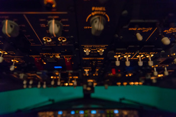 Airplane buttons in the cockpit simulator