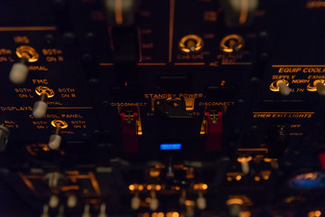 Airplane buttons in the cockpit simulator