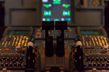 Airplane buttons in the cockpit simulator