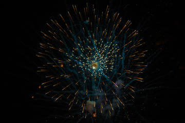 Abstract colorful fireworks background. Celebration and anniversary concept