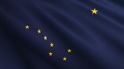 USA State Alaska flag is waving 3D rendering.